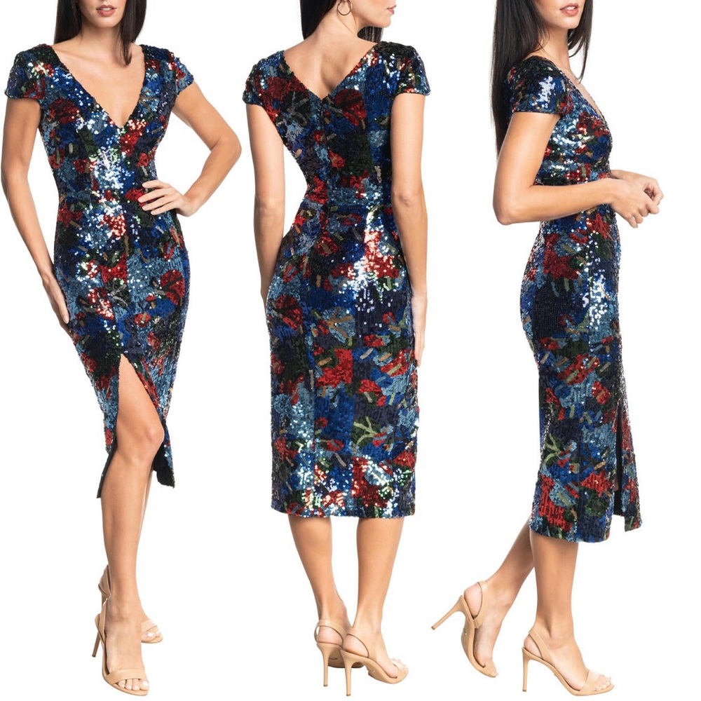 Dress the Population Elin Sequin Cap Sleeve Dress